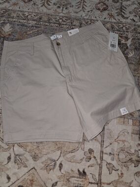 True Craft Beige Cotton Flat-Front Bermuda Shorts